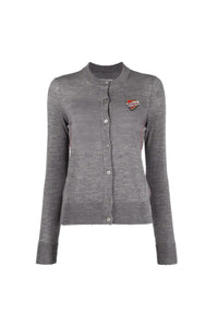 Cardigan Mana RIbbon Heart Badge - Gris Chine