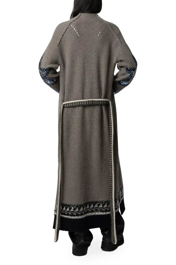 Gilet Rosanny Sequins en cachemire - Taupe Fonce