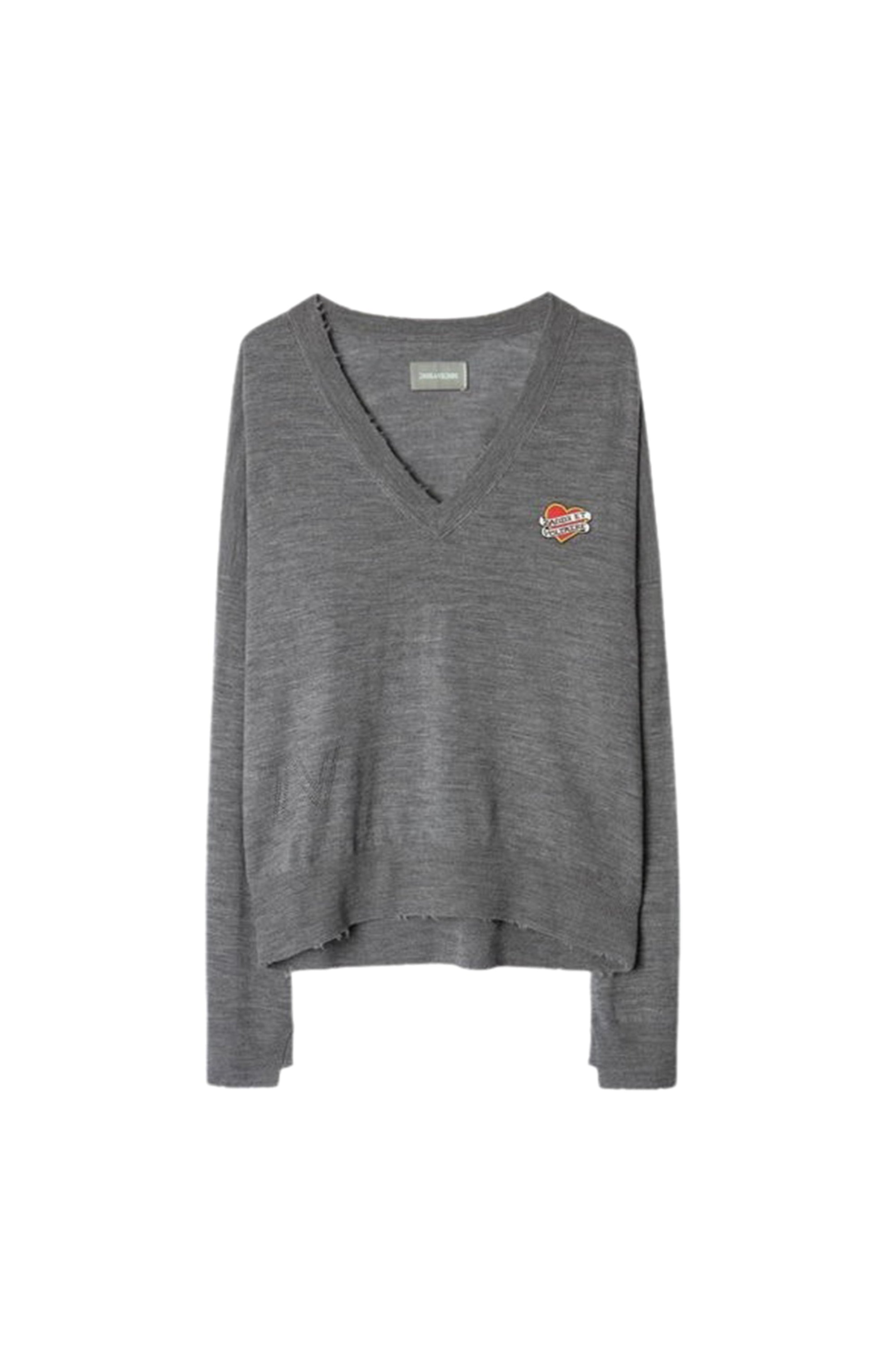 Pull Brume Love Ribbon en lin - Gris Chine