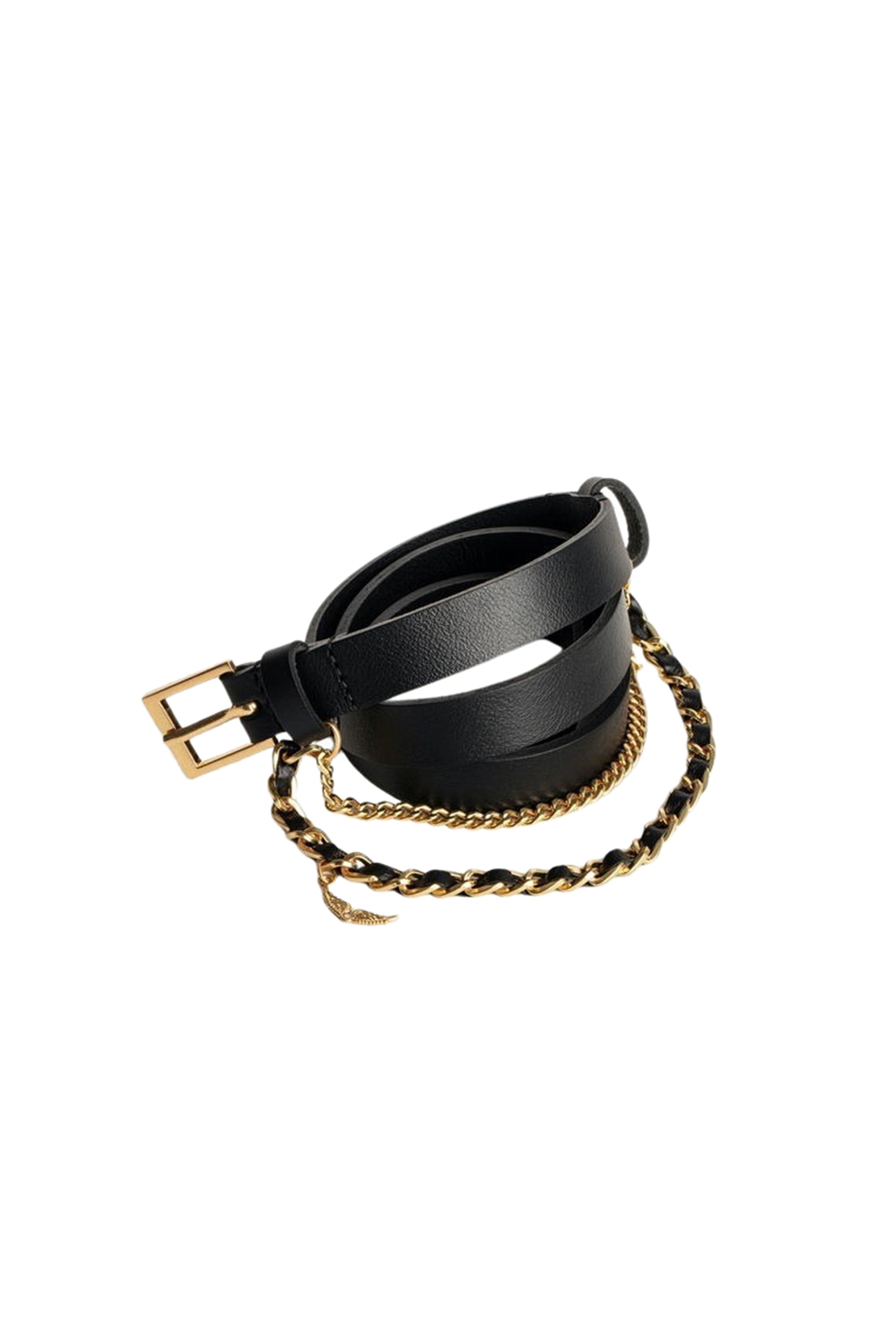 Ceinture Rock Chain en cuir - Noir