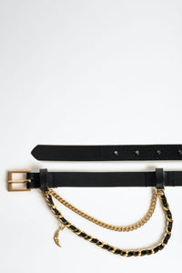 Ceinture Rock Chain en cuir - Noir