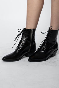 Bottines Tyler Laced Vintage en cuir - Noir