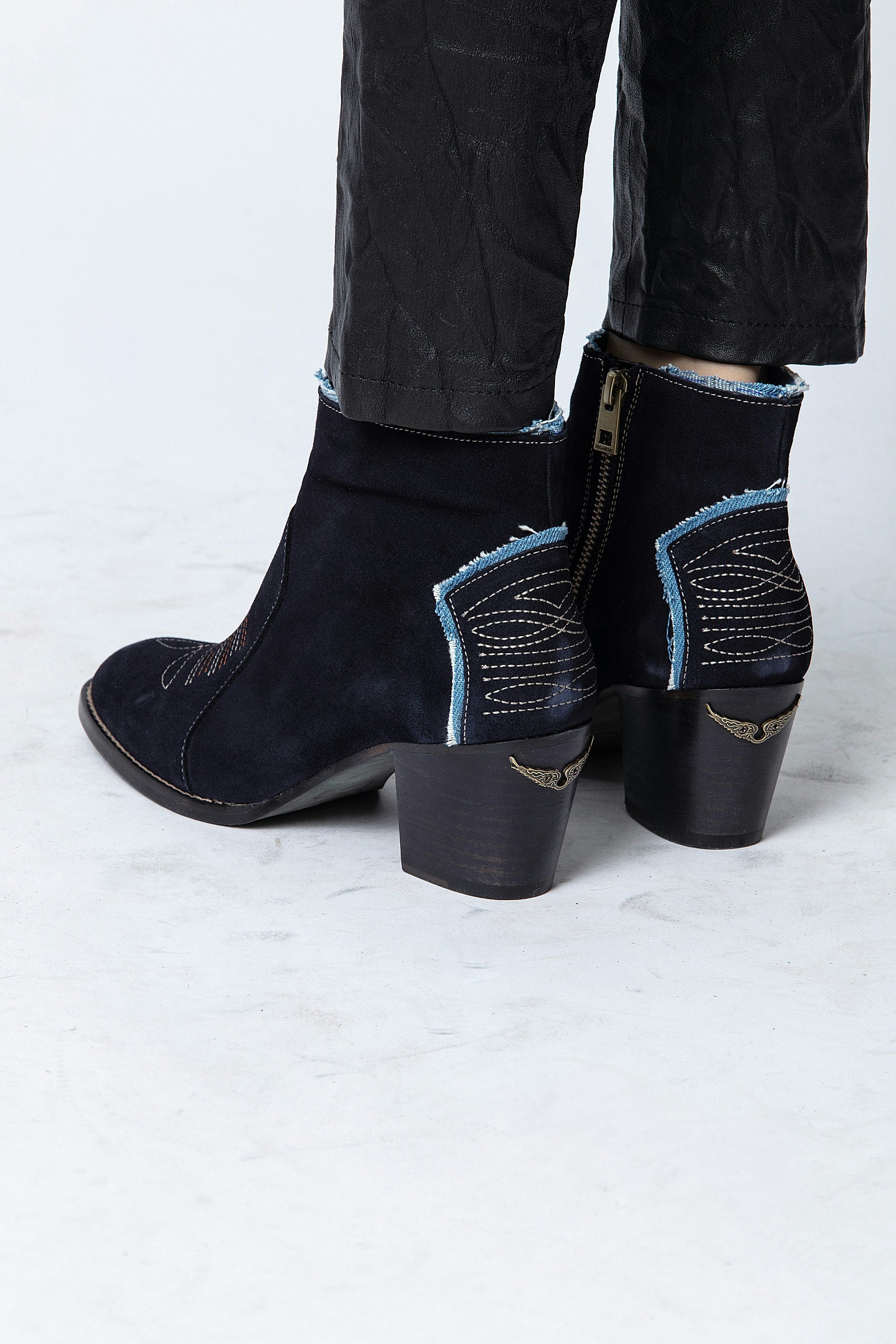 Molly Suede Jean leather ankle boots - Ink