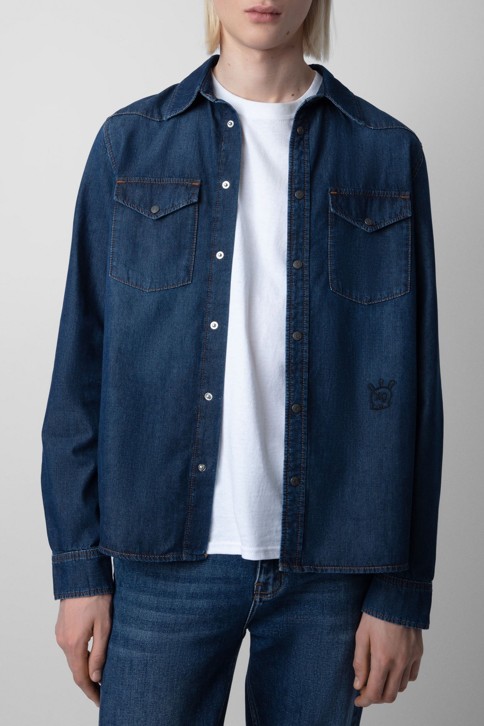 Chemise Stan Skull en denim - Medium Blue