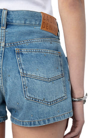 Short Sina Denim Strass - Light Blue