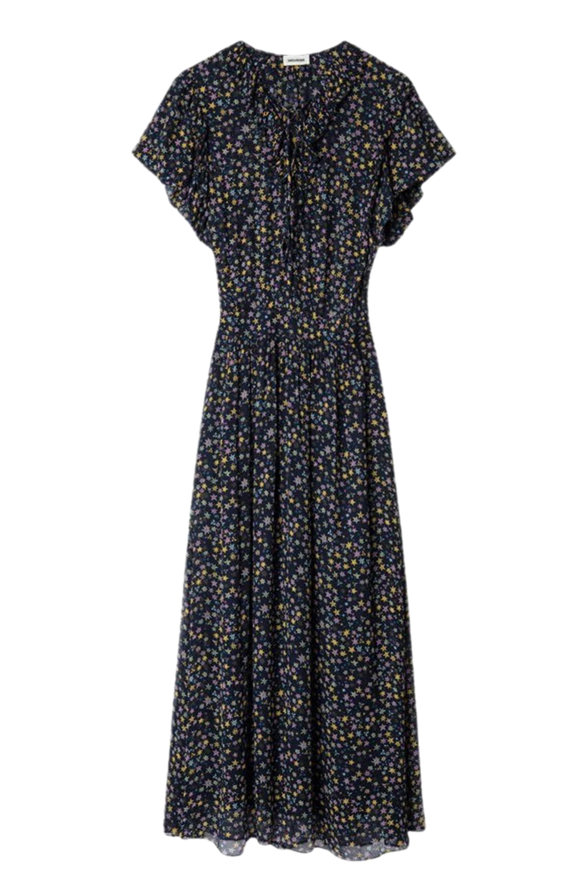 Robe Rainy Crinkle Print Etoiles - Encre