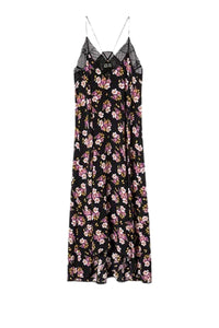 Robe en soie Risty Peonies - Black