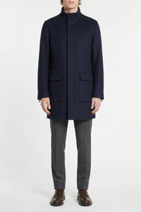 Manteau à capuche en laine - Bleu
