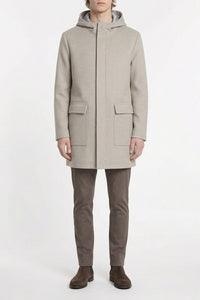 Manteau à capuche avec motif en laine - Beige
