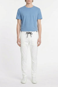 Ribbed silk blend trousers - White & Blue