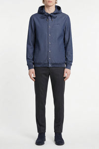 Veste à capuche à texture chinée - Blue Jeans