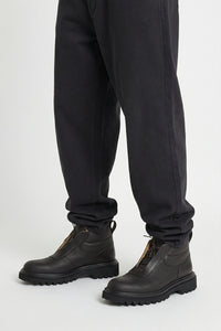 Bottines à semelle crantée en cuir - Brown