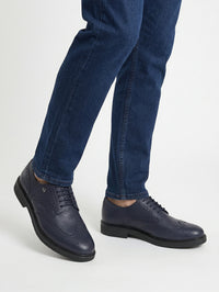 Derbies ajourés en cuir - Bleu & Noir