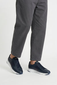 Low leather trainers - Blue & White