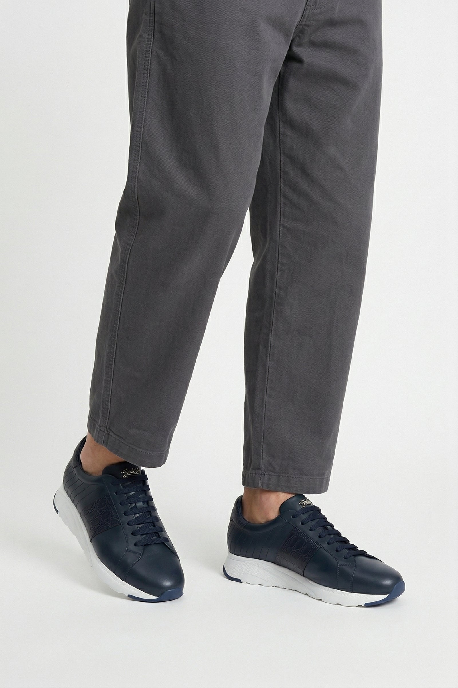 Low leather trainers - Blue & White