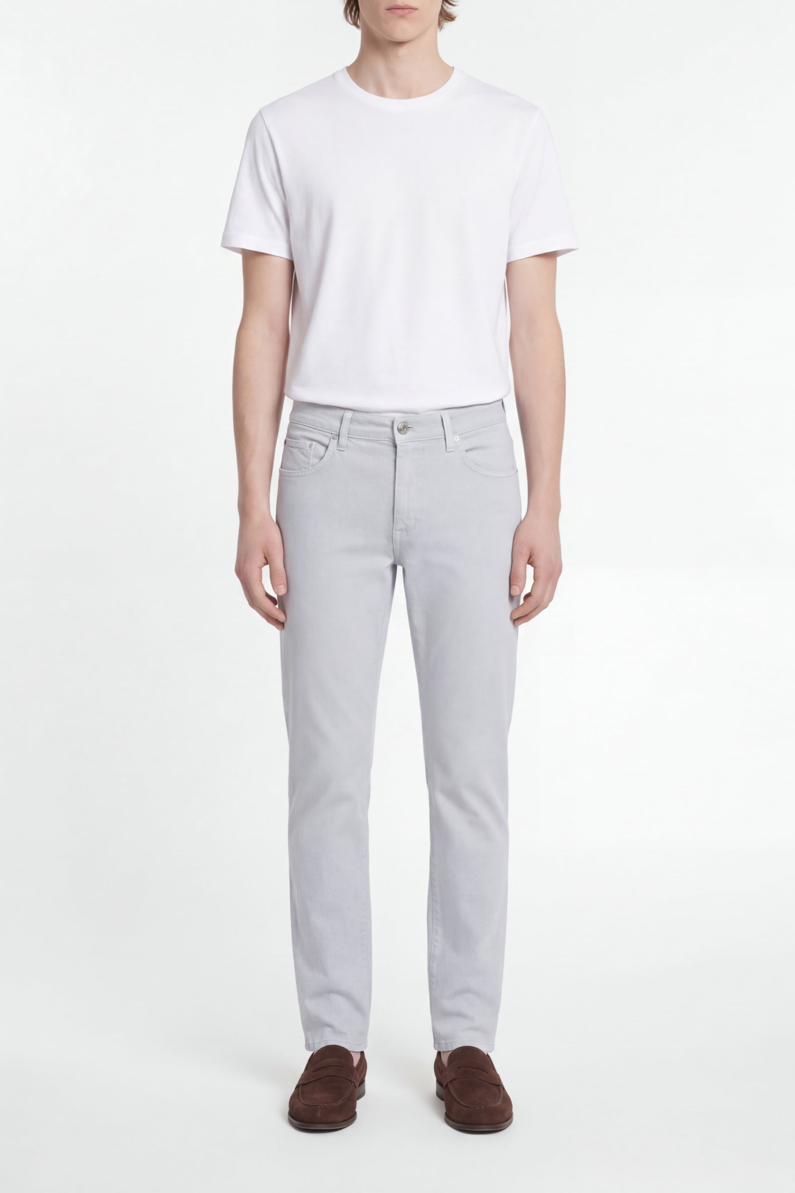 Faded embroidered straight jeans - Grey