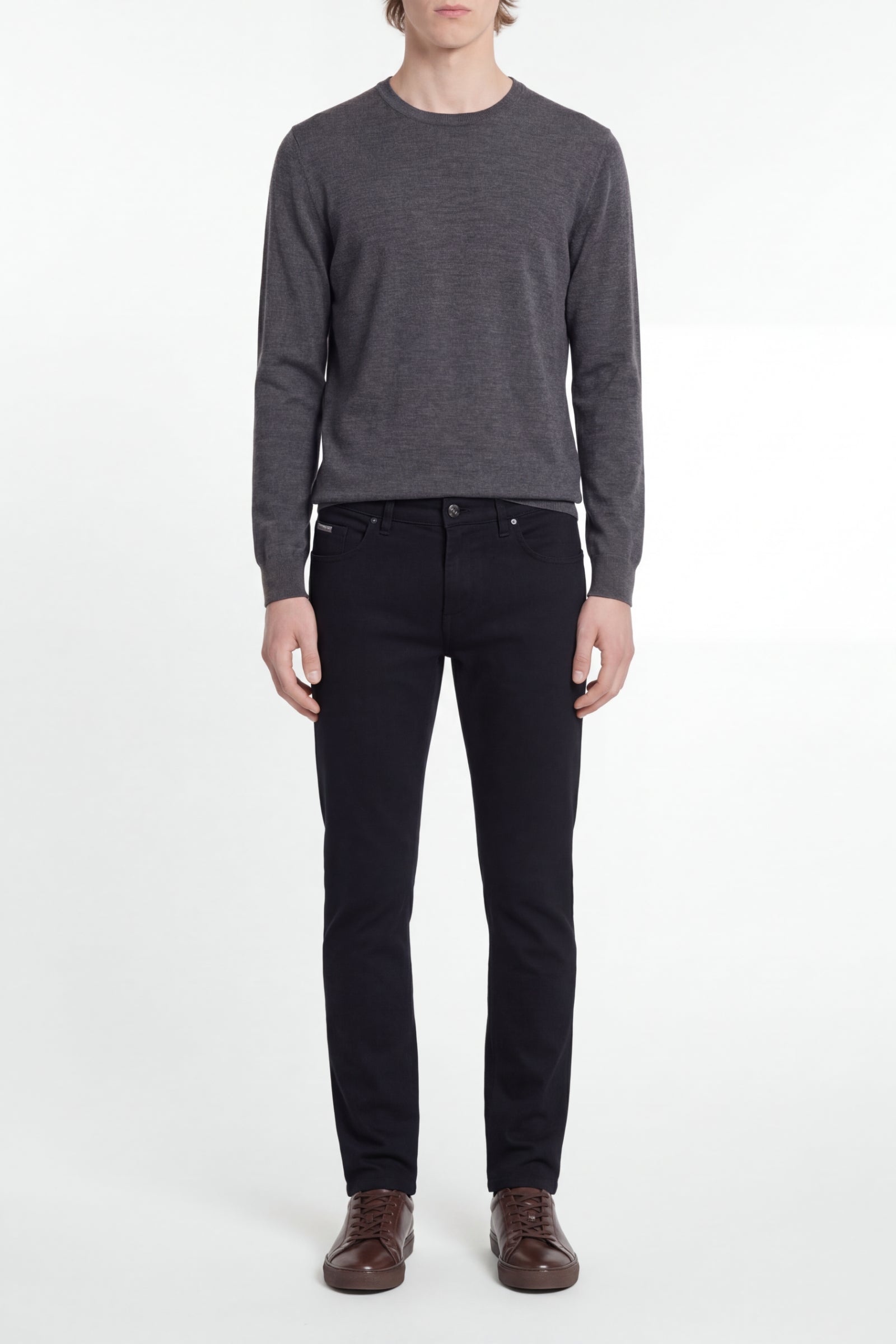 Slim-fit trousers with contrast stitching - Black