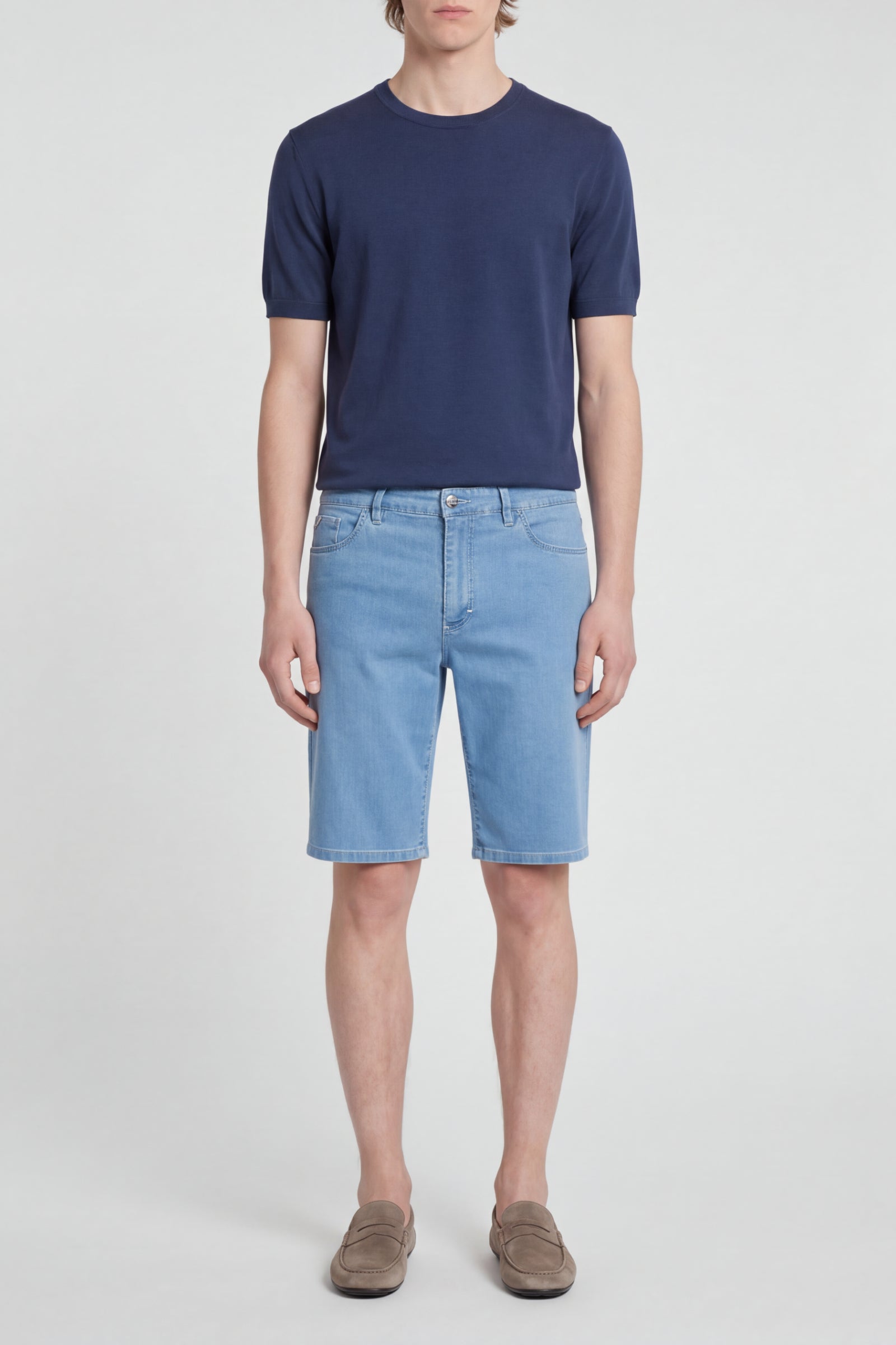 Short en jean délavé - Bleu