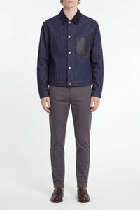 Blouson à col en velours côtelé - Bleu