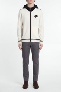 Gilet à capuche avec poches en laine - White