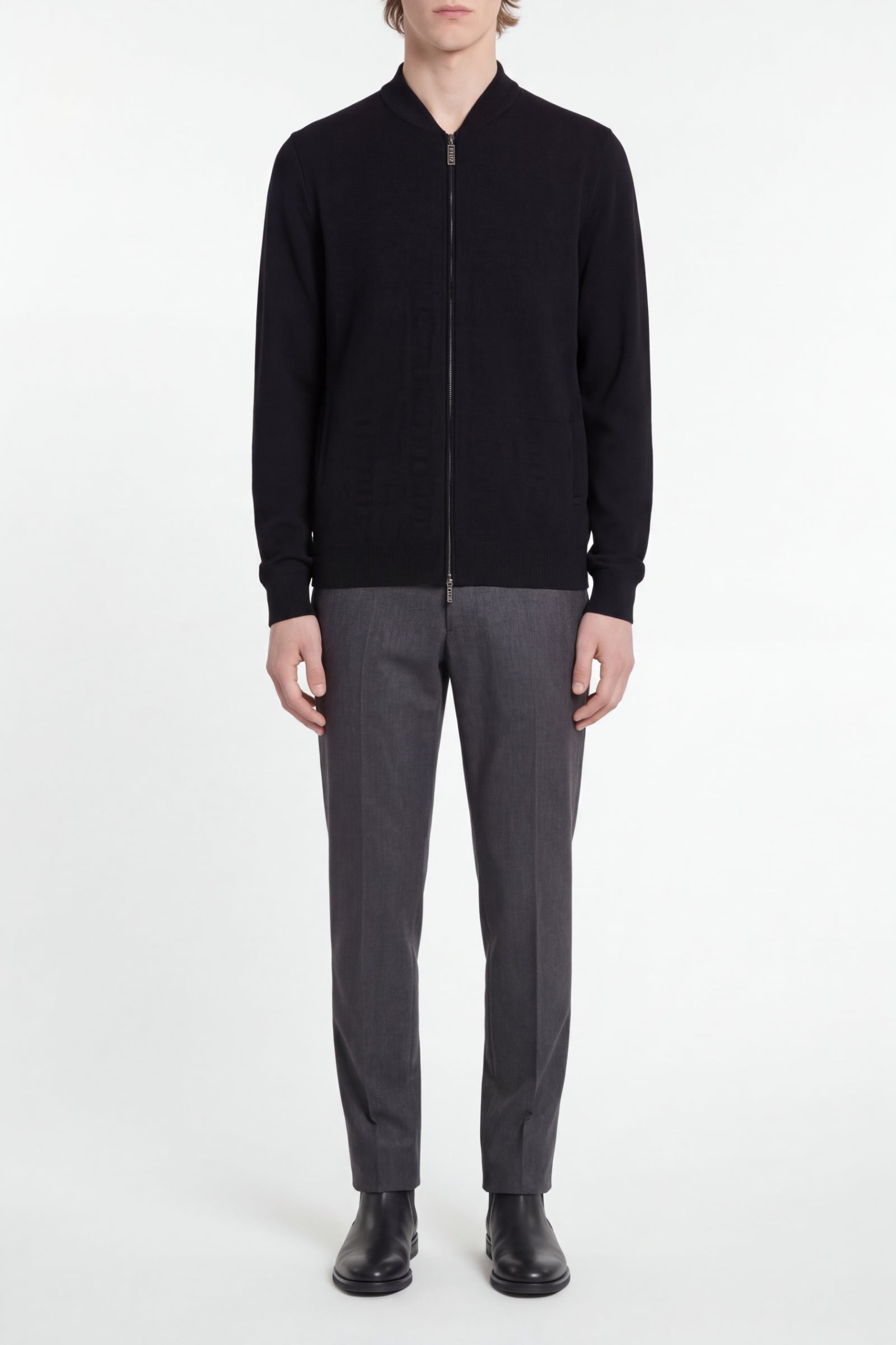 Gilet à motif ton sur ton en soie - Black