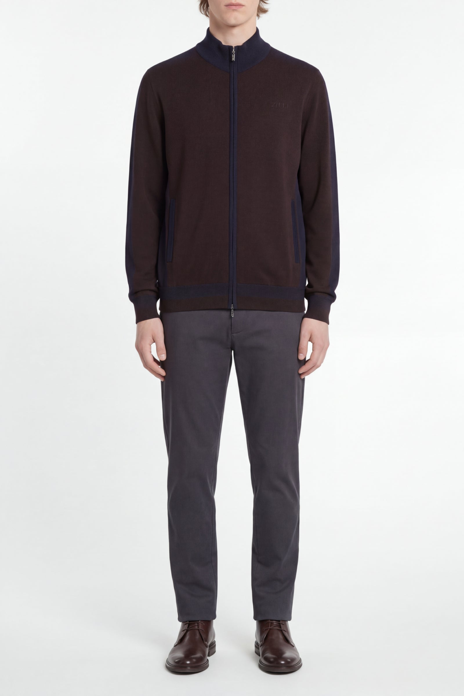 Ensemble de survêtement à bandes en cachemire et soie - Dark Navy