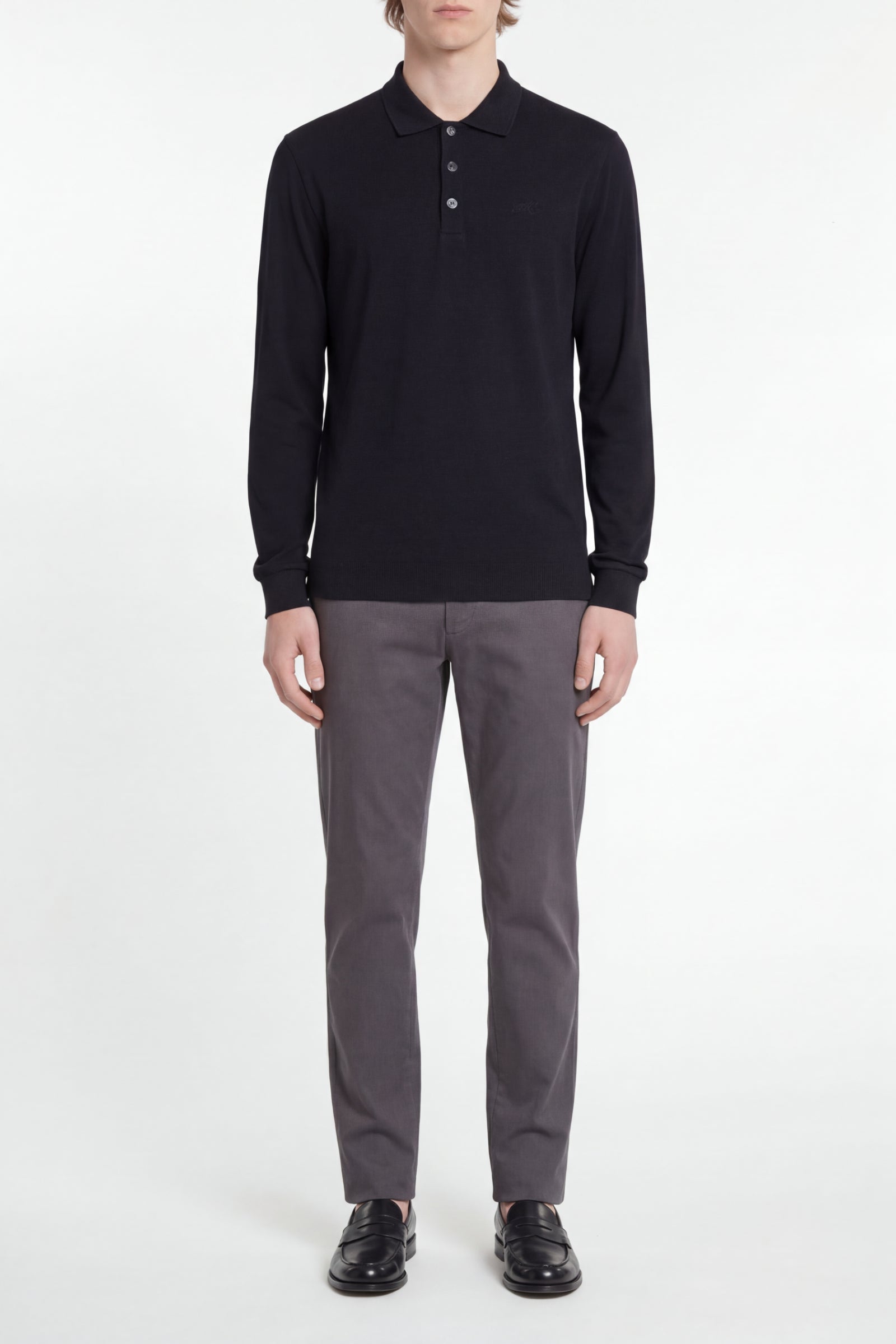 Pull à manches longues en laine - Dark Navy