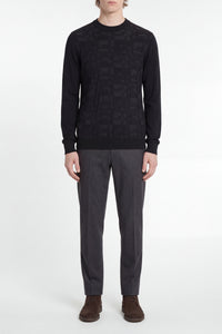 Cashmere and silk stand-up collar jumper - Black