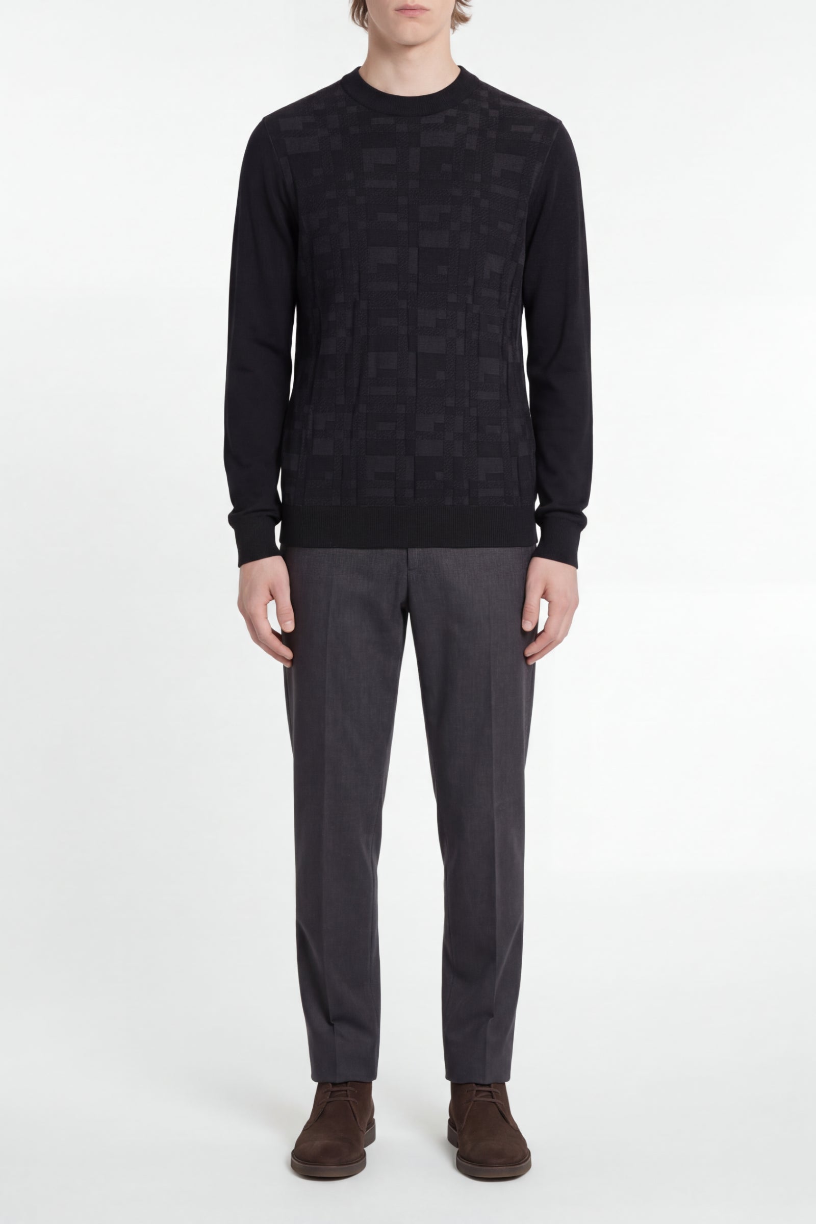 Cashmere and silk stand-up collar jumper - Black