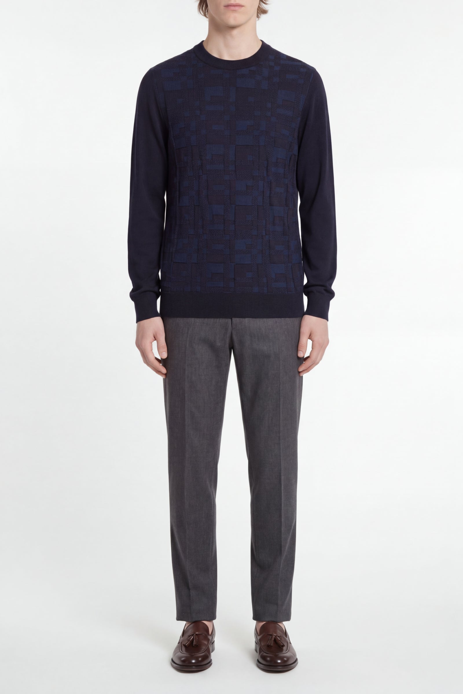 Pull à col montant en cachemire et soie - Dark Navy