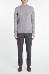 Pull à col montant en cachemire et soie - Soft Grey