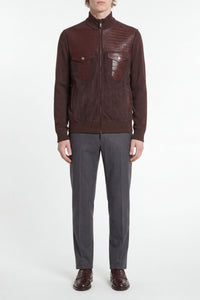 Blouson à empiècements en soie - Marron