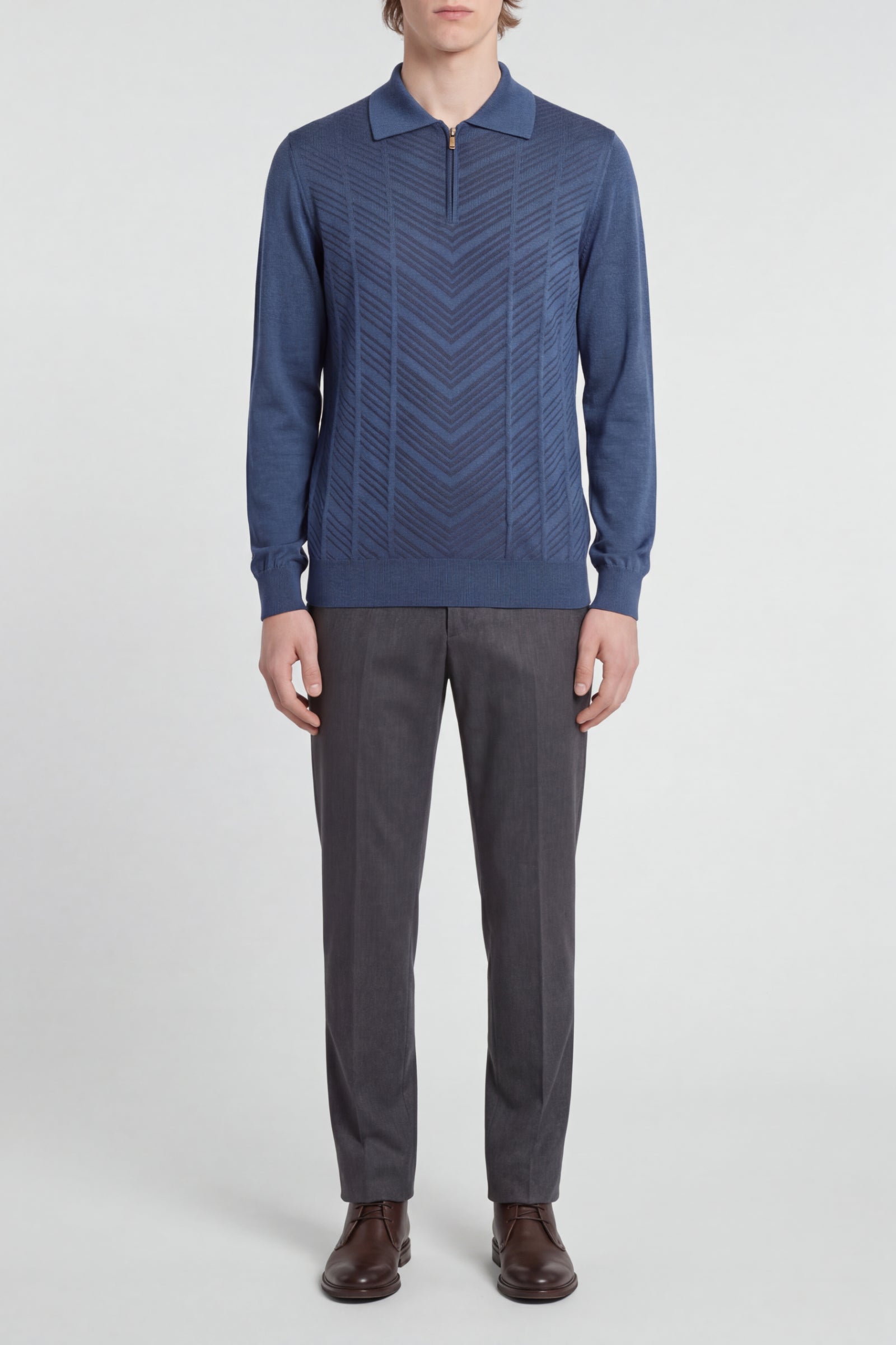 Long-sleeved cashmere and silk jumper - Rust