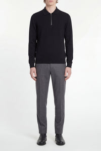 Pull zippé à tricot texturé en cachemire - Noir