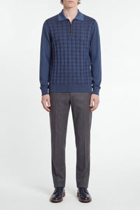 Pull à manches longues en cachemire et soie - Dark Navy