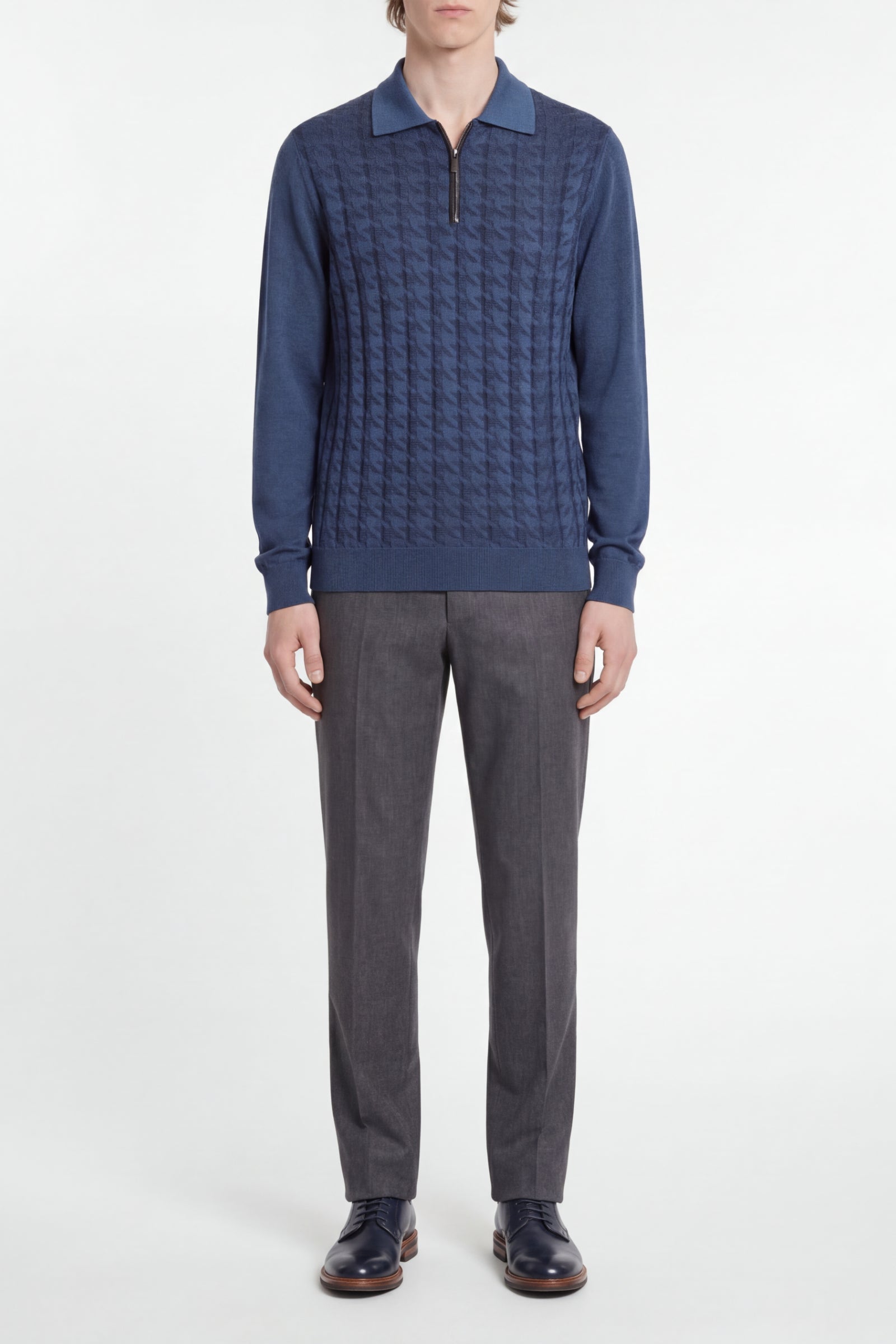 Pull à manches longues en cachemire et soie - Dark Navy