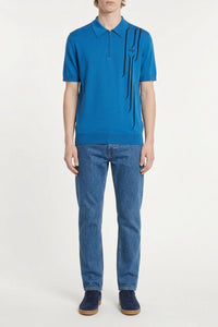 Graphic silk polo shirt - Brown & Yellow