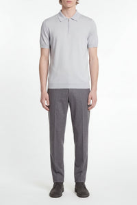 Silk zip polo shirt - Blue