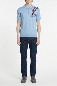 Polo à rayures en soie - Bleu & Bordeaux