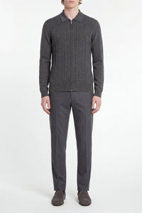 Polo torsadé en laine - Gris anthracite