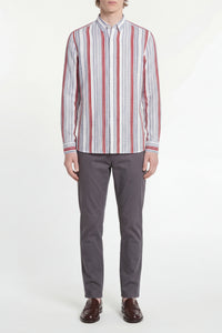 Chemise à rayures verticales en lin - Multicolore