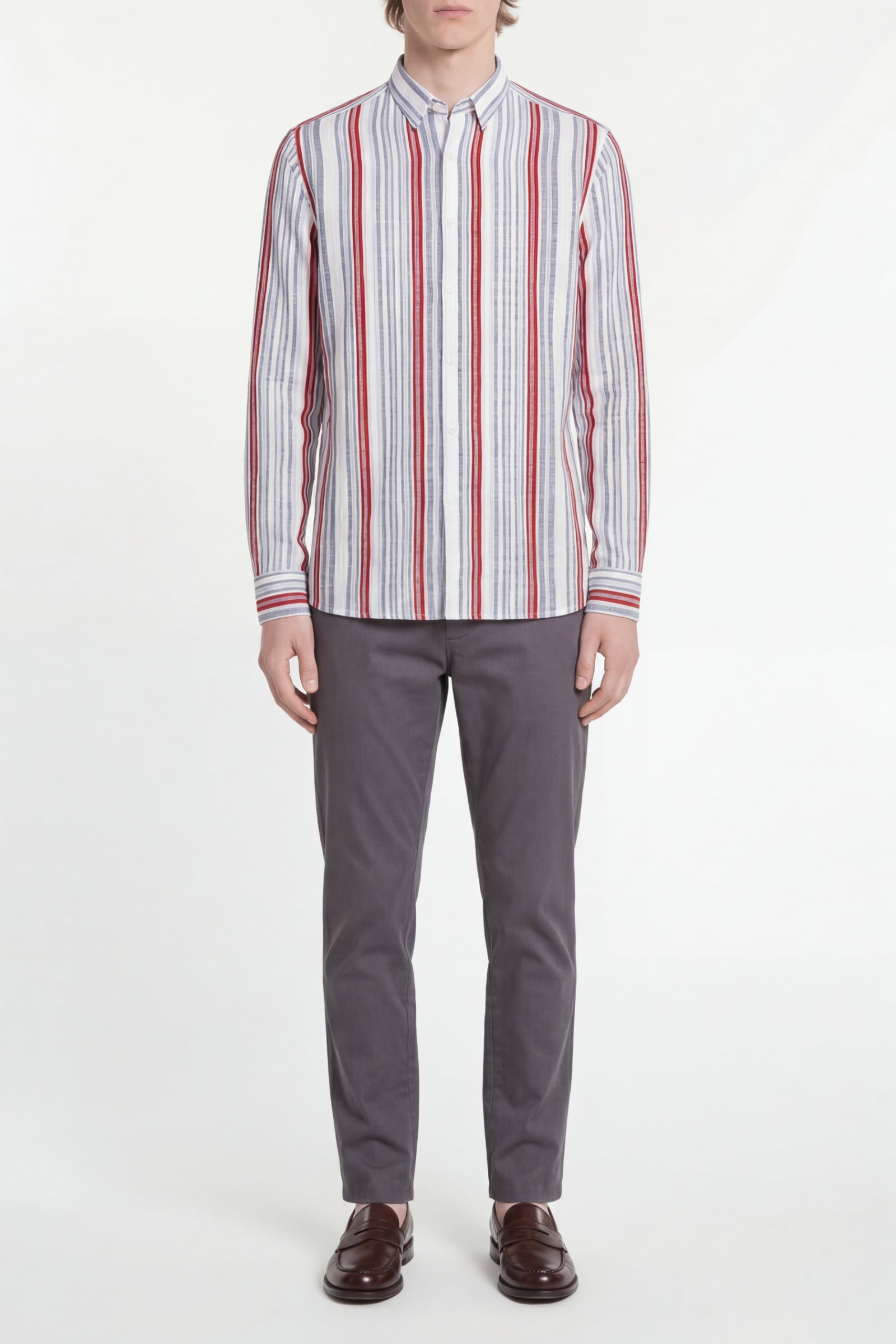 Chemise à rayures verticales en lin - Multicolore