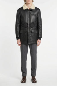 Parka à col fausse fourrure en cachemire - Noir & Blanc