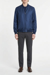 Bomber with embroidered silk logo - Blue