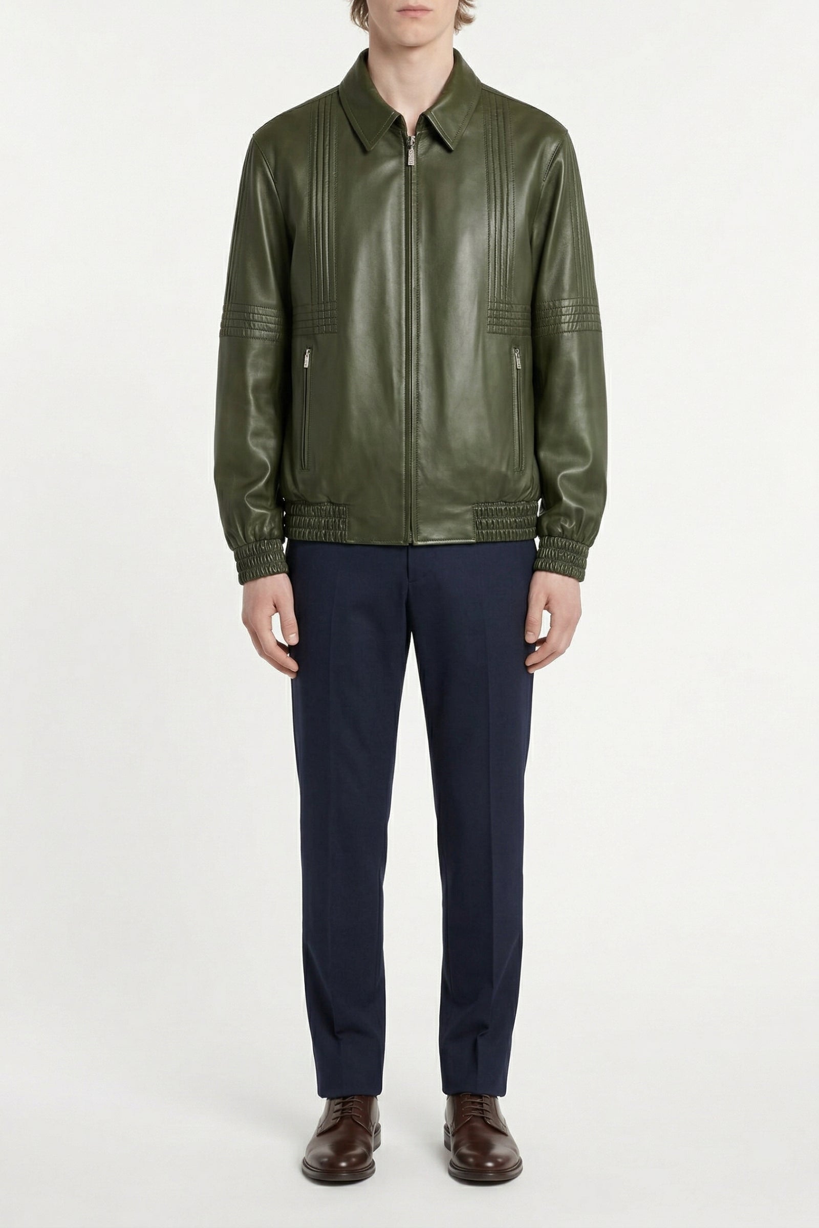 Blouson à plissés en soie - Vert