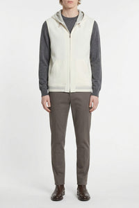 Veste à capuche sans manches en cachemire - Beige