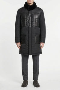 Parka à col en soie - Noir