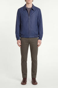 Bomber with cashmere panel - Blue