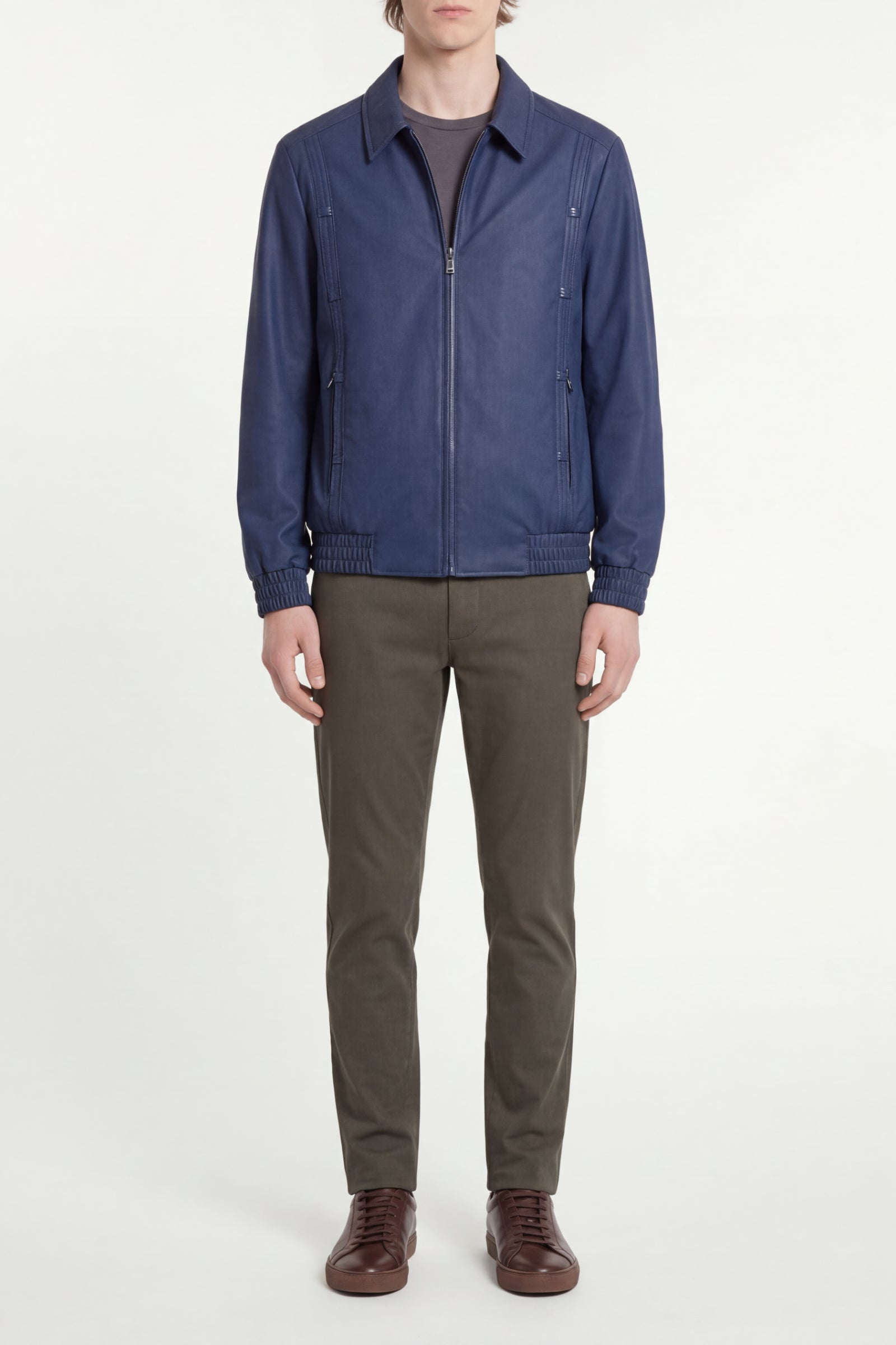Bomber with cashmere panel - Blue