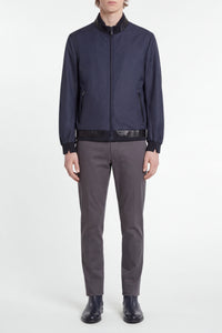 Bomber à boucles en cuir - Bleu & Noir